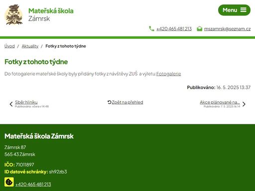 škola sídlí v historické budově, která je majetkem obce. původně měla dvě třídy, od roku 1988 je jednotřídní. podívejte se do naší fotogalerie.