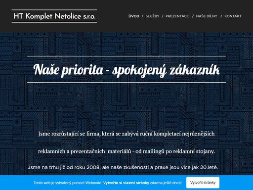 jsme rozrůstající se firma, která se zabývá ruční kompletací nejrůznějších reklamních a prezentačních materiálů - od mailingů po reklamní stojany.