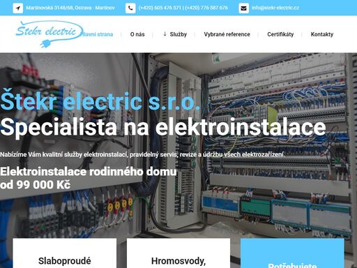 nabízíme vám kvalitní služby elektroinstalací, pravidelný servis, revize a údržbu všech elektrozařízení.