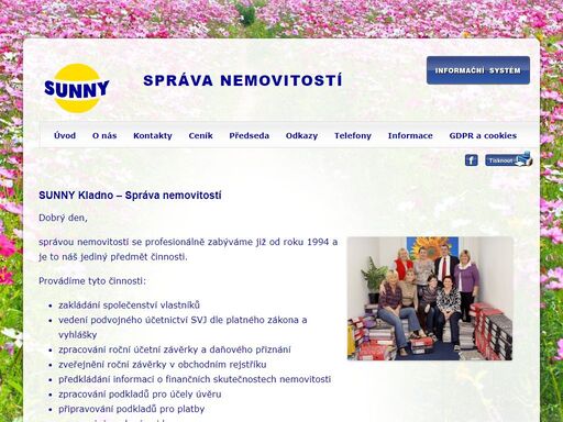 společnost sunny kladno se zabývá správou nemovitostí pro společenství vlastníků, vedením podvojného účetnictví a evidencí a vyúčtováním fondu oprav a služeb.