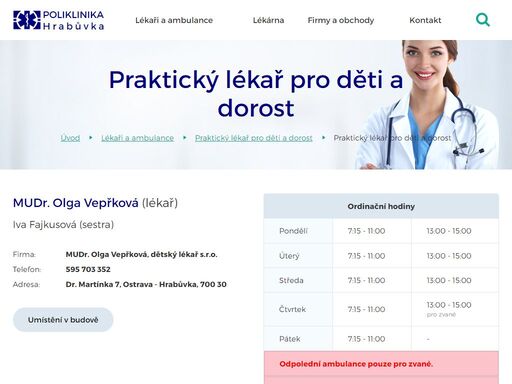 stránky soukromé polikliniky v ostravě - hrabůvce