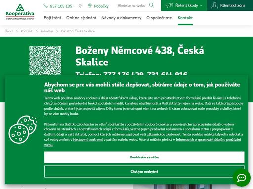 pojišťovna kooperativa - česká skalice, boženy němcové 438, tel.: 777176429, e-mail: michal.duchac@kooperativa.cz, michal ducháč - odpovědný vedoucí