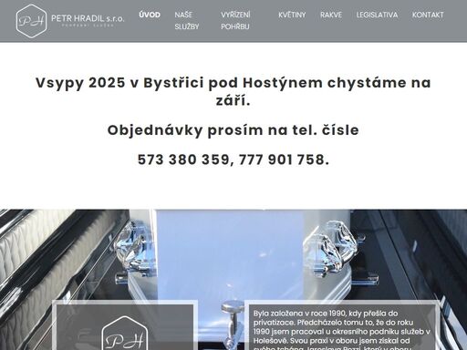 jako majitel firmy pracuji v oboru pohřebnictví již 45 let a po tuto dobu jsem získal mnoho zkušeností a pomáhám pozůstalým a rodinám přenést se přes jejich chvíle nejtěžší.