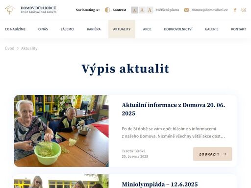 domov důchodců dvůr králové nad labem je příspěvková organizace zřízená královéhradeckým krajem. poskytuje služby domova pro seniory.