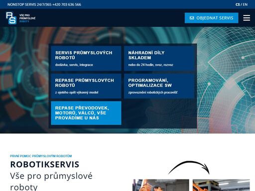 servis průmyslových robotů, programování, tvorba softwarů, kompletní portfolio náhradních dílů nebo ladění repasovaných motorů.