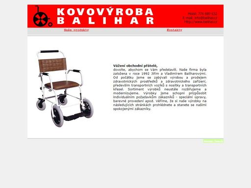 prezentace firmy balihar - výroba zdravotnických pomůcek