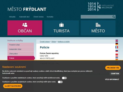 policie české republikyúzká 1259464 01 frýdlanttelefon: 482 312 106tísňové volání : 158