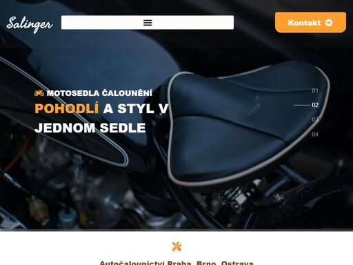 jsme manželé salingerovi – autočalouníci kousek od brna. opravujeme autosedačky, motosedla a části interiéru dalších strojů (letadla, lodě).