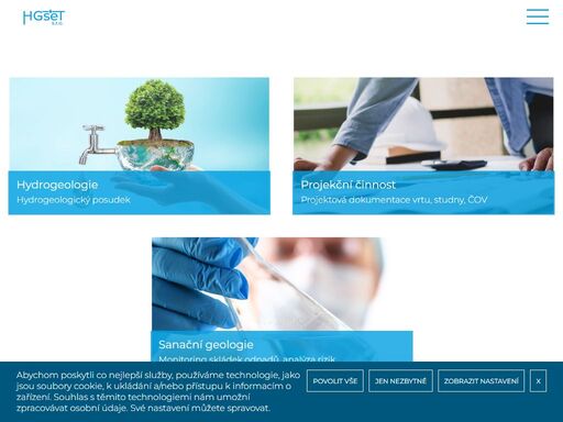 zpracování hydrogeologických posudků a projektové dokumentace k vrtaným a kopaným studnám nebo domovním čistírnám odpadních vod. kompletní inženýring při procesu povolení a legalizace. sanační práce a monitoring skládek a ekologických zátěží. odběr vzorků vody pro laboratorní rozbory.