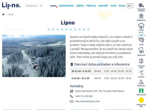 aktuální informace o regionu (novinky, počasí, webkamery). nejširší nabídka ubytování na lipně s on-line rezervací a last minute pobyty. kalendář akcí.