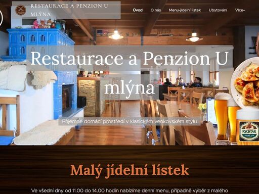 ve všední dny od 11.00 do 14.00 hodin nabízíme denní menu, případně výběr z malého jídelního lístku.