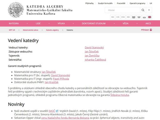 katedra | matematicko-fyzikální fakulta