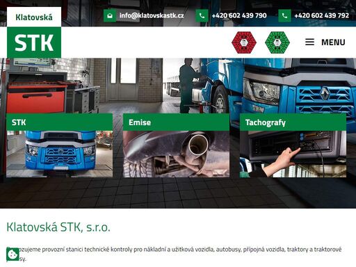 provozujeme provozuje stanici technické kontroly pro nákladní a užitková vozidla, autobusy, přípojná vozidla, traktory a traktorové přívěsy.