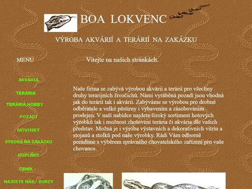 výroba terárií, výroba akvárií, vitrína, paludárium, pozadí, akvária, terária, akvaristika, teraristika, boa, prodej pozadí, skleněná terária, lokvenc, výroba pozadí