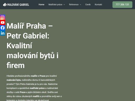 hledáte spolehlivé malíře v praze? petr gabriel nabízí kvalitní malířské práce s důrazem na detail a čistotu. prohlédněte si reference a získejte nabídku zdarma!