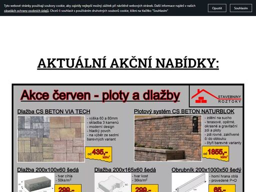 stavebniny roztoky nabízí prodej veškerého stavebního materiálu, nářadí a příslušenství, autodopravu, zemní práce, zahradnictví, a další ...