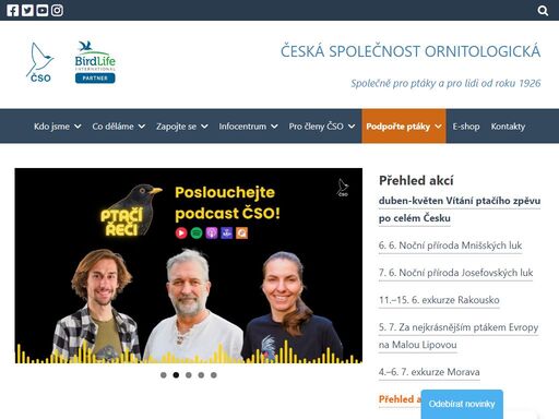 česká společnost ornitologická zkoumá a chrání ptáky, jejich prostředí a přírodu. prosazuje ochranu přírody založenou na vědeckých poznatcích, pomáhá rozvoji ornitologie.