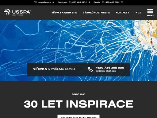 usspa – český výrobce vířivek pro domácí i komerční provozy a termálních bazénů s protiproudem. vlastní design, individuální přístup ke klientům a garantovaná kvalita. showroomy v praze, v brně, v ostravě a v dolní dobrouči.