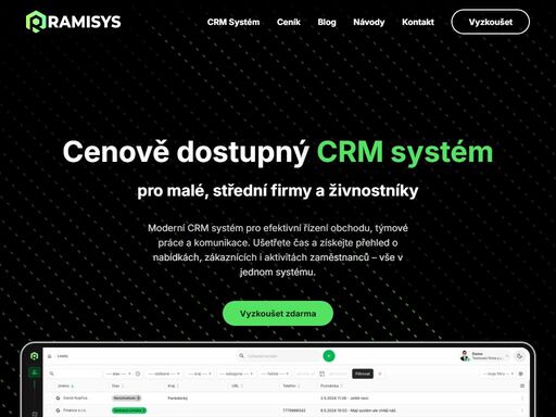 ramisys je cloudový crm systém pro správu kontaktů, řízení zákaznického cyklu pro malé a střední podniky.