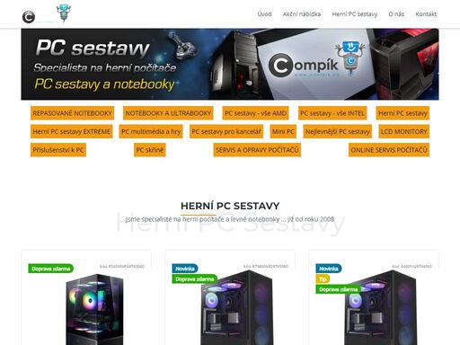 pc sestavy, herní pc sestavy, levné herní počítače, herní pc a levné notebooky, repasované notebooky