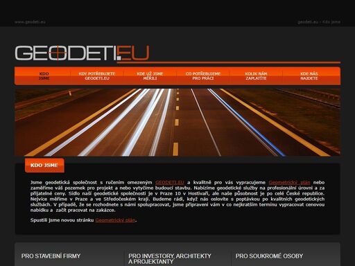  nabízíme profesionální geodetické služby v praze a okolí. rádi pro vás zajistíme zaměření i vytyčení vašich staveb a vyhotovíme geometrický plán. geodeti.eu pro geodeti.eu, geodeti, geodet, praha, praha východ, geodézie, zaměření pozemku, vytyčení, geodetická firma, zeměměřiči, geodetické práce