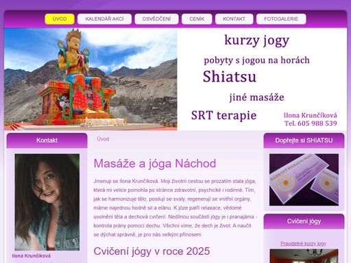 shiatsu masáže, kurzy jógy v náchodě a červeném kostelci nabízí ilona krunčíková akreditovaná cvičitelka jógy.