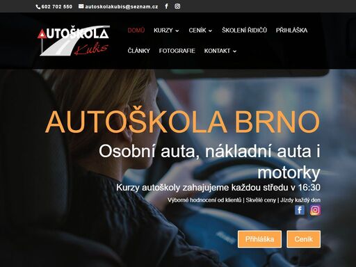 autoškola pro brno - autoškola kubis. výuka v centru brna - kounicova. zahájení kurzů každou středu 16:30. v autoškole kubis vás naučíme řídit osobák i náklaďák.
