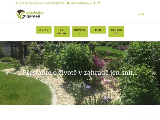 zahradnictví vodolenka garden, zahradnictví, návrh zahrad, realizace zahrad, výzdoba měst a obcí, prodej zahradních doplňků, prodej medu