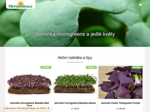 prodej kvalitních semínek microgreens, výhonků, klíčků, jedlých květů a dalšího příslušenství pro všechny pěstitele a zahrádkáře. | microsemena.cz