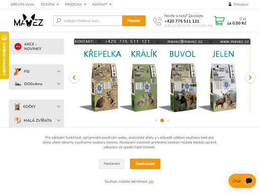 chovatelské potřeby pro psy, kočky, hlodavce, ptáky, akvaristika, dřevitá vlna, freedog, ruffwear, dřevitá vlna, krmiva,  výcvik psů, výcvikové kurzy, kurzy