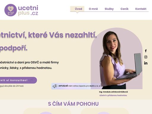 účetní služby plus nabízí komplexní vedení účetnictví a daňové evidence, poradenství, zpracování mezd a personalistiku pro malé a střední společnosti. zpracujeme vaše účetnictví i dálkově. spolehněte se na naše účetní služby s individuálním přístupem. 

