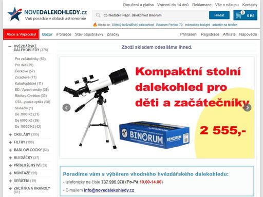 specializovaný eshop s astronomické dalekohledy, binokuláry, pozorovací dalekohledy a teleskopy světových výrobců sky-watcher, binorum, celestron, omegon, teleskop-service.