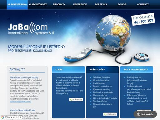 jabacom - komunikační systémy a it. moderní telefonní ústředny, virtuální ústředny a voip. software pro call centra. poskytování datových a hlasových služeb.