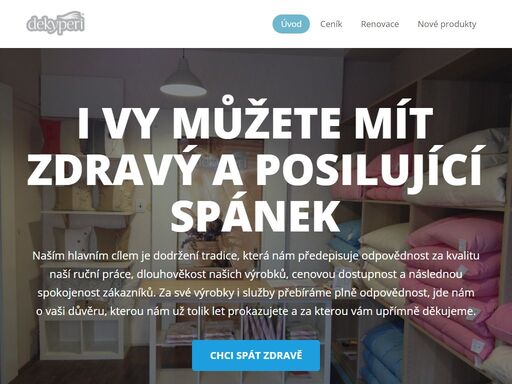 renovace péřových přikrývek a polštářů, specialista na čištění peří a šití přikrývek, ekologicky a z přrodních materiálů. dodáváme i nové výrobky jako ložní soupravy. dekyperi - návrat k přírodě.