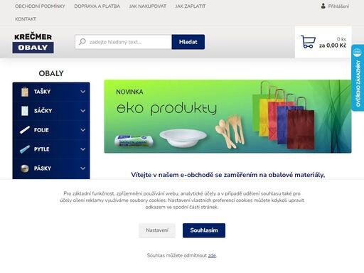 obchod s 30 letou tradicí se zaměřením na obalové materiály, hygienické a spotřební zboží.