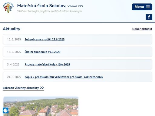 mateřská škola barevný klíček v sokolově v ulici vítězná se čtyřmi třídami.