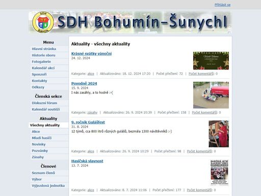 oficiální stránky sboru dobrovolných hasičů bohumín - šunychl.