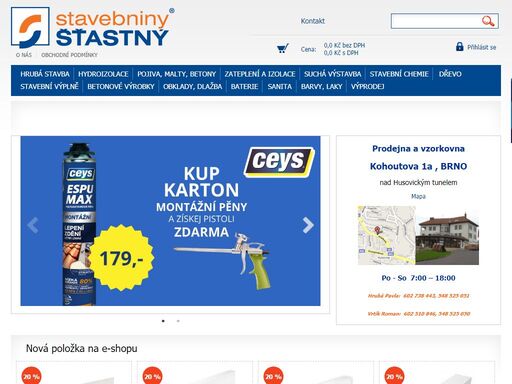 kamenný a internetový obchod se stavebním materiálem v brně nad husovickým tunelem. otevřeno po až so od 7 - 18 hodin. rozvoz materiálu až k vám domů.