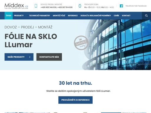 folie llumar - middex agency s.r.o., dovoz, prodej, montáž - bezpečnostní fólie, protisluneční folie, autofolie, okenní folie na sklo