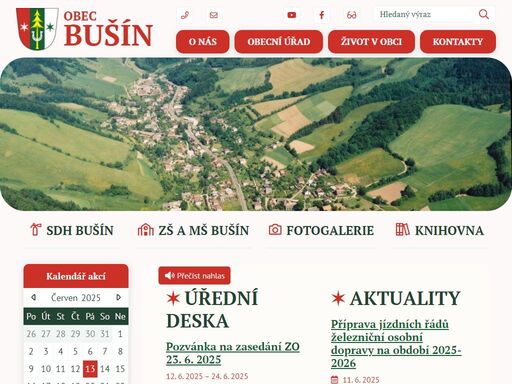 oficiální stránky obce bušín