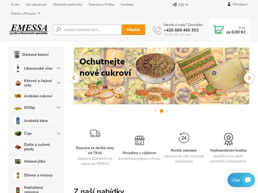velký výběr kvalitních orientálních specialit a potravin osvědčených značek. káva a čaj, koření, oříšky, datle, baklawa a mnoho dalšího za skvělé ceny! emessa.cz