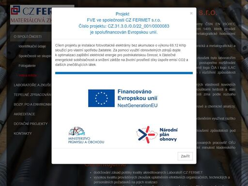 cz fermet s.r.o. materiálová zkušebna