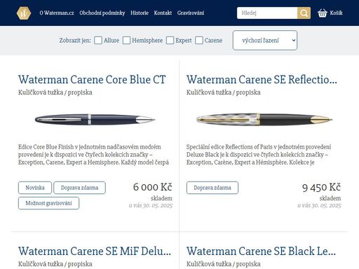 pera waterman. symbol pro inovaci, luxus a eleganci. francouzská preciznost s dokonalou přesností a ojedinělou pečlivostí.