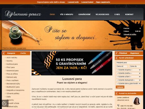 e-shop s luxusními psacími potřebami mnoha světových značek - pera parker, waterman, online a mnoho dalších. možnost gravírování jména či monogramu. psací potřeby jako dárek.