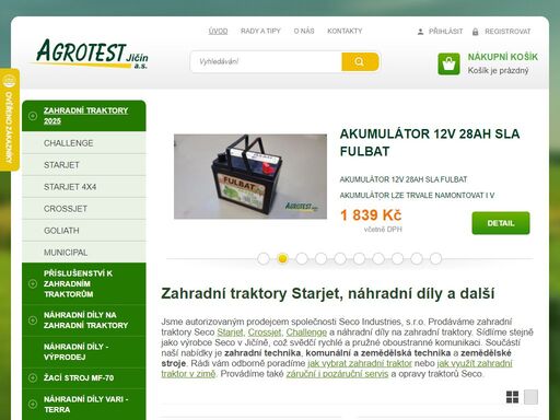 zabýváme se prodejem českých zahradních traktorů stajet, náhradních dílů, příslušenství a autobaterií, zahradního nářadí gardena a to vše za skvělé ceny.
