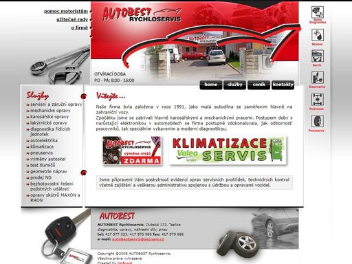 autobest rychloservis - pomoc motoristům - rychloopravna automobilů, servis, karosérie, opravy, motory, pneu, lakýrnické práce, náhradní díly, diagnostika.