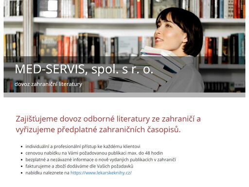 med-servis, spol. s r. o. - zahraniční literatura, medicína, farmacie, veterinární medicína, přírodní vědy, technické vědy, společenské vědy, právo, ekonomie, sport, předplatné zahraničních časopisů