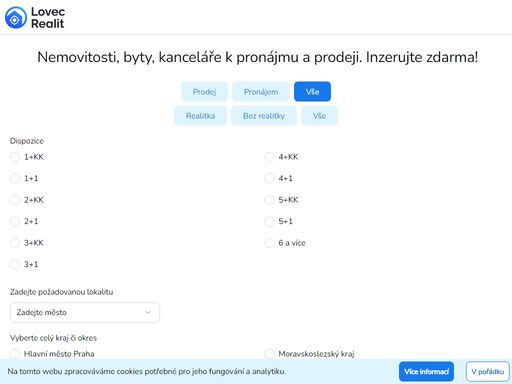 vkládejte a prohlížejte inzeráty zdarma. nabízíme byty, domy, nebytové prostory, pozemky a další reality k prodeji i pronájmu nebo spolubydleni.