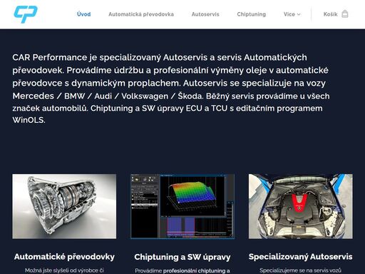 car performance je specializovaný autoservis a servis automatických převodovek. dynamický proplach automatické převodovky. chiptuning a sw úpravy ecu a tcu. dekarbonizace motoru - walnut blasting.