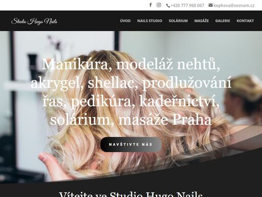 studio hugo nails nabízí manikúru, modeláž nehtů, akrygel, shellac, prodlužování řas, pedikúra, kadeřnictví, solárium, masáže.